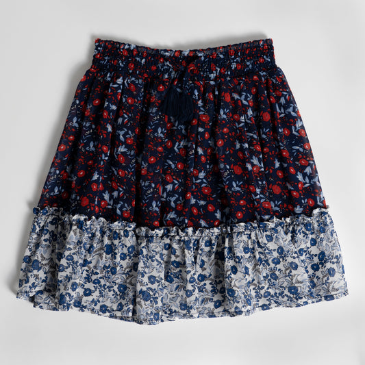Classic Floral Ruffle Hem Skirt
